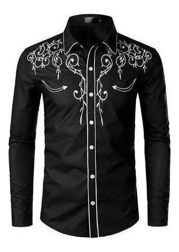 Camisa Vaquera De Estilo Vaquero Para Hombre, Bordada, Delga