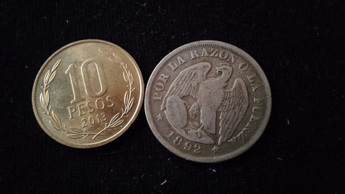 Moneda Chile 20 Centavos 1892  Plata (p01)