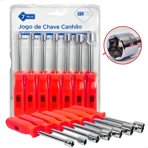 Kit Chave Canhão Longo - Jogo Soquete 7 Peças