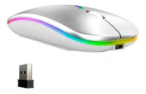Imagen 1 de 6 de Rgb Portátil Silencio Ratón Inalámbrico Mouse Recargable Usb
