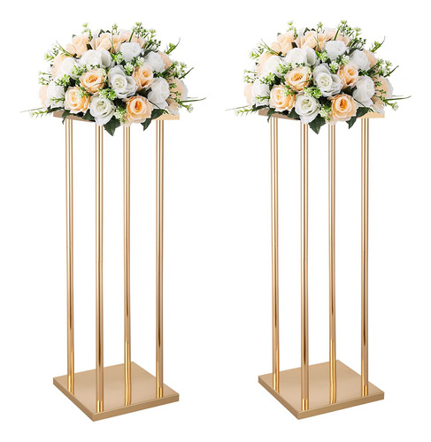 2 Centro Mesa Boda Dorado Para Soporte Geometrico Flor Metal