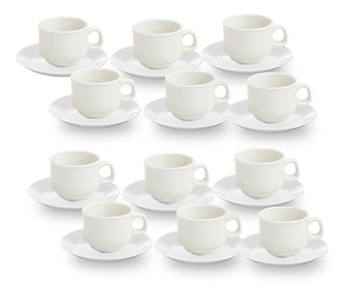 Taza Desayuno Plato X 12 Kremer 270cc Porcelana