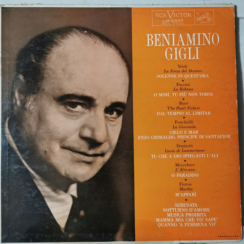 Disco Lp: Beniamino Gigli- Serenata Verdi