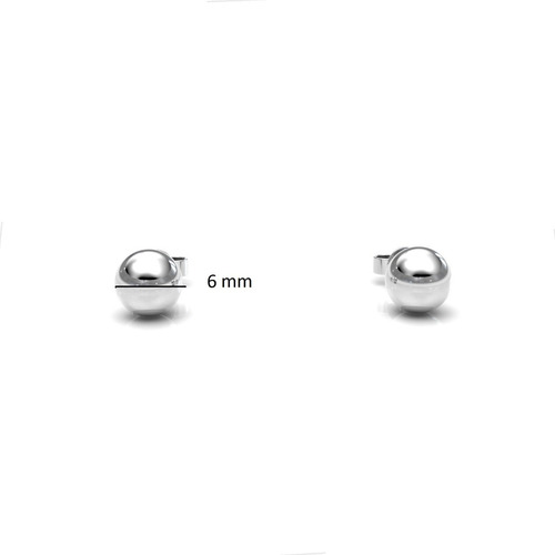Imagen 3 de 10 de Arete Broquel Bola 6 Mm De Plata .925 Agálea Joyería