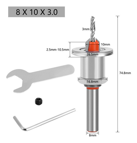 Broca Avellanadora Broca En Espiral Broca Ajustable 3,0x10mm