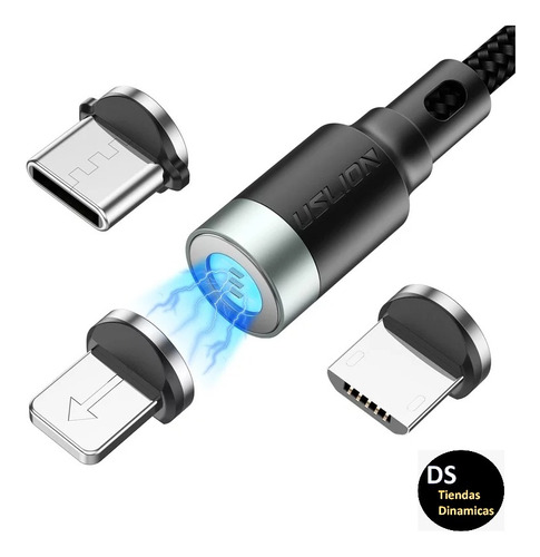 Cable 3 Metros Plug Magnético Carga Rápida Y Datos