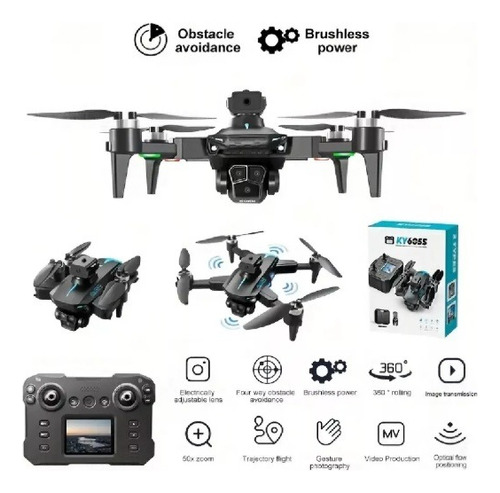 Mini Drone Plegable Wifi Triple Camara Hd Control C/pantalla Foto