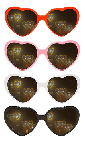 Lentes De Difracción Con Efecto Corazón, 4 Unidades