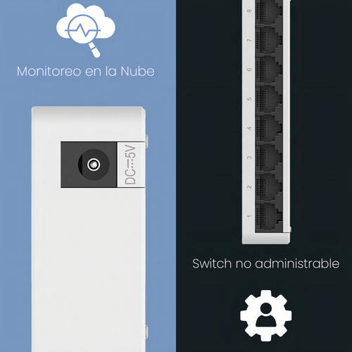 Switch No Poe No Administrado, Con 8 Puertos 10/100 Mbps