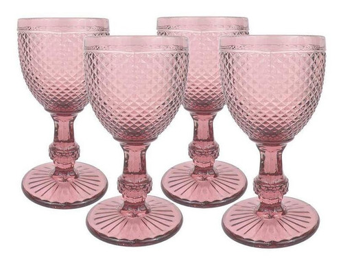 Set 4 Copas Cristal Diamante Love & Lemons 315ml Color Rosa