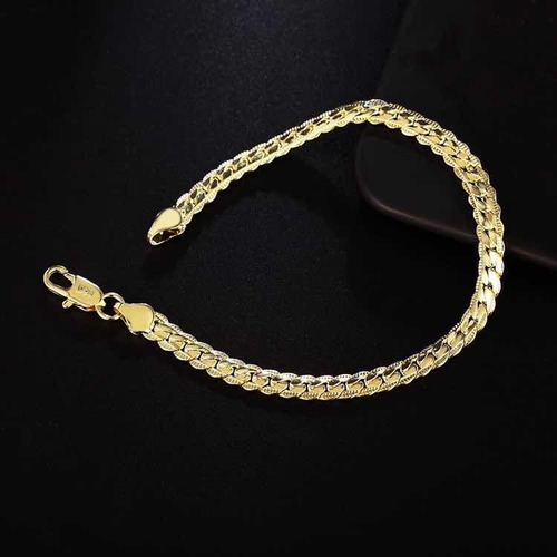 Esclava Acero Enchape Oro 18k Serpiente Pulsera 5 Mm