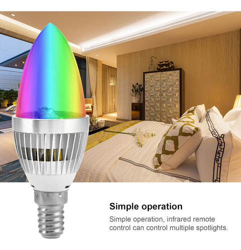 Lámpara Led Rgb E14 3w Con Control Remoto Para Fiestas Y Amb