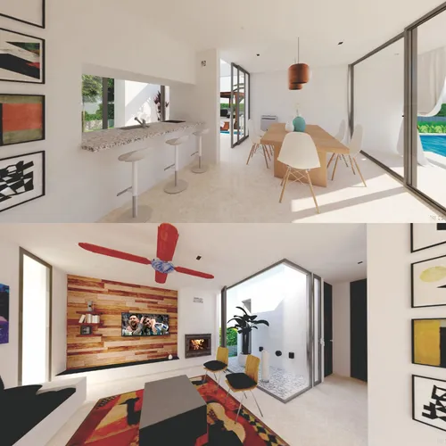 Plano De Casa Minimalista Medidas Diseño Color 70m2