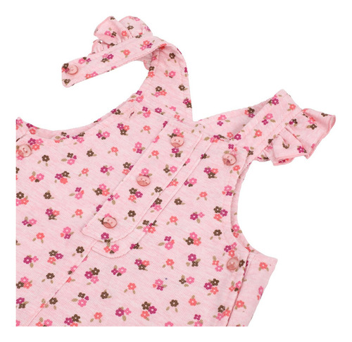 Conjunto Overol Flor Y Playera Mondo Bambino Para Bebé Niña Rosa Flores 24 M