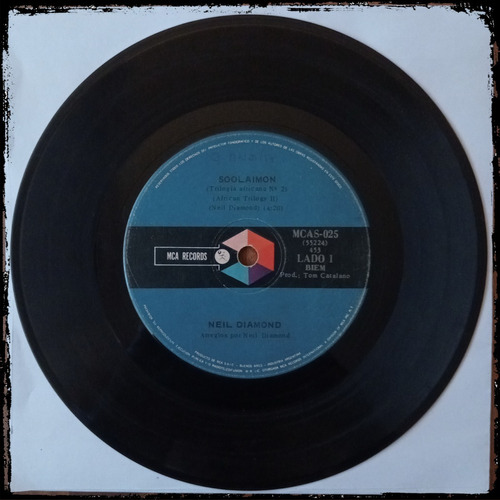 Neil Diamond - Soolaimon - Arg  Mca Records Vinilo Single