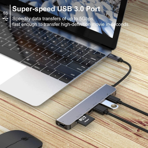 Imagen 3 de 3 de Hub Usb Tipo C, 7 En 1, Windows 7/8/10