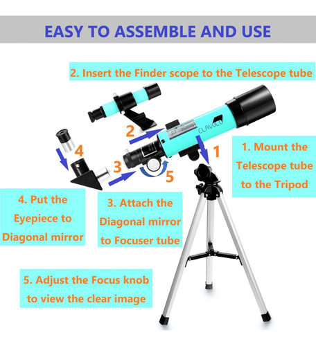 Telescopio Refractor Portátil Marca Xyz Modelo Abc 18x 135x Color