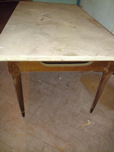 Mesa Ratona De Mármol - Rectangular - Patas De Madera Gris Y Blanco (Usado)