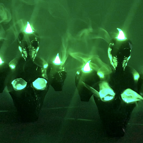 Vela Led Verde De Halloween Con Calavera De Haunted House