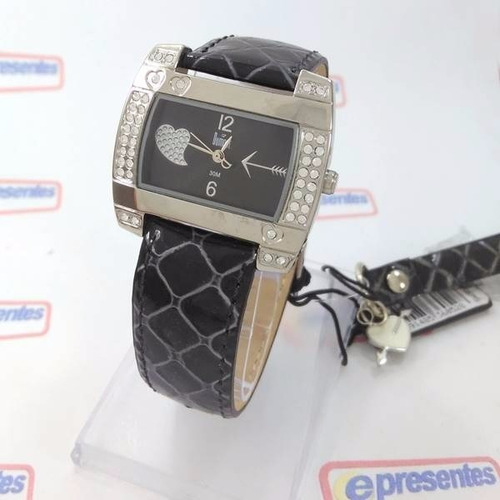 Relógio Feminino Dumont Sw35053p Strass Pulseira Couro