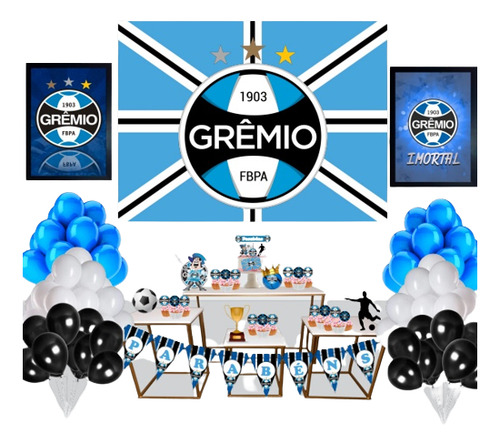 Kit Decoração Festa Grêmio Aniversário Painel Grande Complet