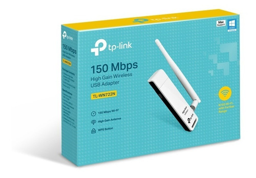 Imagen 2 de 2 de Adaptador Usb Inalambrico Wifi Tplink Tl-wn722n 150mb Antena