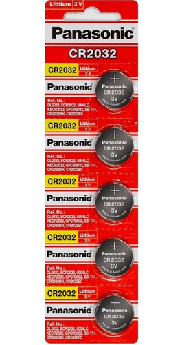 Bateria Panasonic Cr 2032 3v Lithium Cartela C/ 5 Unid Pilha