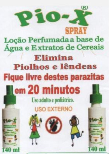 Kit 2 Pio-x Loção Spray Para Tratamento De Piolhos E Lêndeas