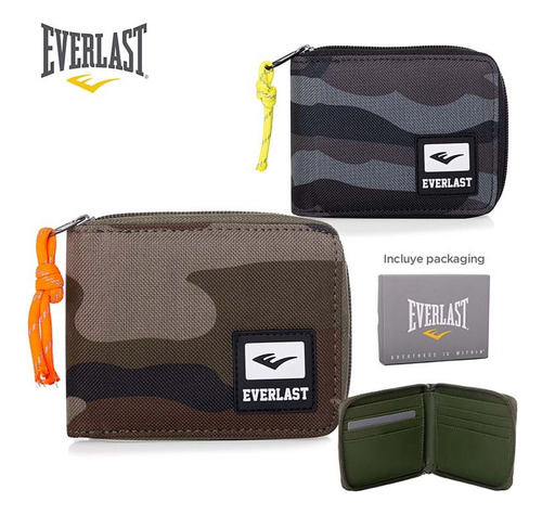 Billetera Everlast Tarjetero Hombre 2 En 1 Cierre Reforzado