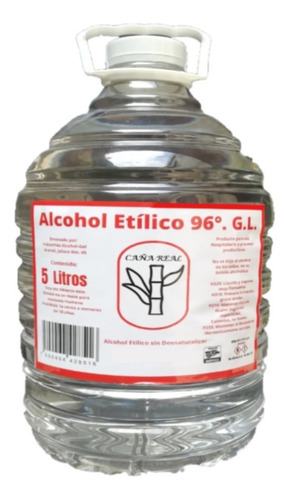 Imagen 1 de 3 de Garrafa De 5 Litros De Alcohol Etilico Grado 96 Puro De Caña