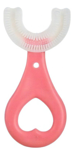 Escova Infantil U 360 Graus Silicone Super Macio Não Machuca Cor Rosa