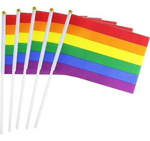 Imagen 1 de 4 de Banderas Gay Lgbt Arcoíris Orgullo. 14x21cm. 10pzs