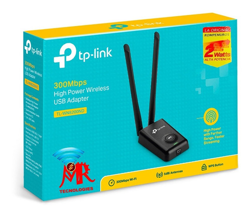 Adaptador Usb Inalámbrico Alta Potencia 300mbps Tl-wn8200nd