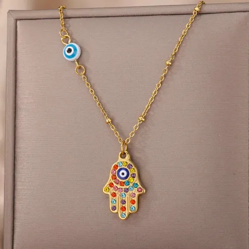 Collar Mano De Fátima Mujer Regalo Aceros Inoxidable