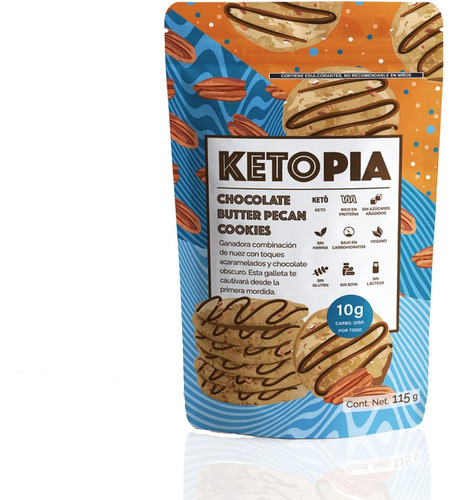 Ketopia Galletas Keto Chocolate Butter Pecan Cookies 115g