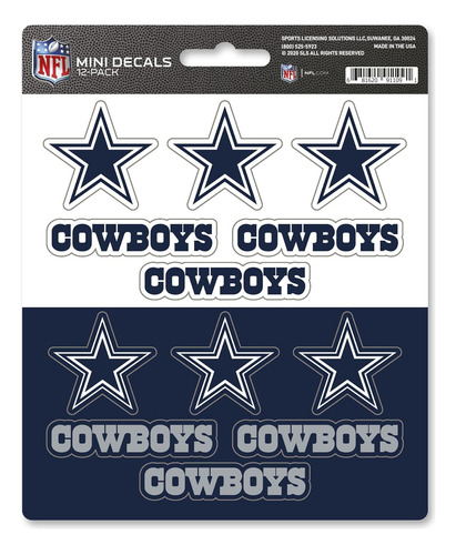 Paquete De 12 Pegatinas Mini Del Dallas Cowboys 61118