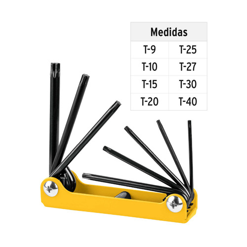 Juego 8 Llaves Torx, Tipo Navaja, Pretul A Granel, 22725