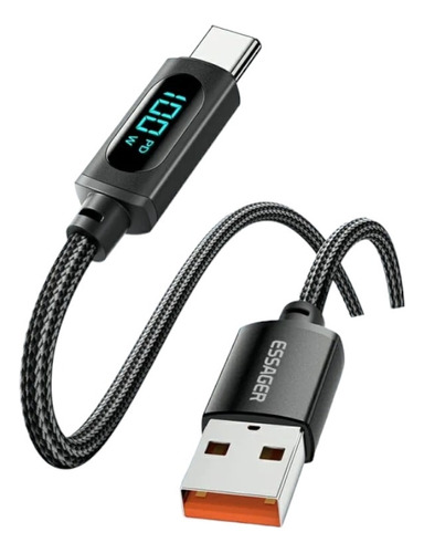 Cable De Carga Rapida Essager Usb-a A Usb-c 66w-100w Led