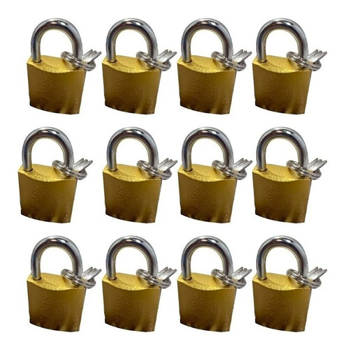 Pack De 12 Candado Pequeño Seguridad+3 Llaves Tamaño 25mm