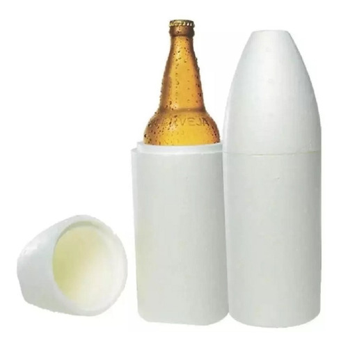Kit C/ 2 Porta Garrafa De Isopor P/ Cerveja 600 Ml Boteco Cor Branco/Creme