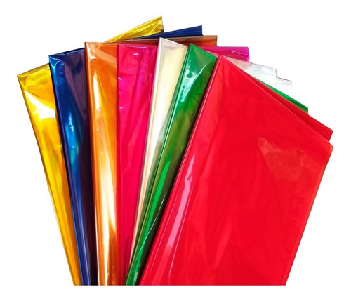 50 Folhas Dobradas De Papel Celofane 85x70 Escolha As Cores