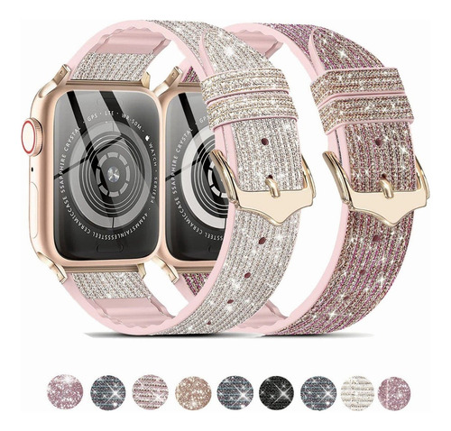 Correa De Silicona Y Piel Para Apple Watch Band Serie 8 7 5