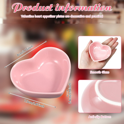 6 Piezas Cuencos En Forma De Corazón Platos De Cer
