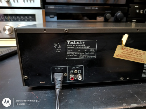 Compactera Cd Player 5 Cd Technics Sl-pd887 Lee Todo Hbaudio Negro (Usado)