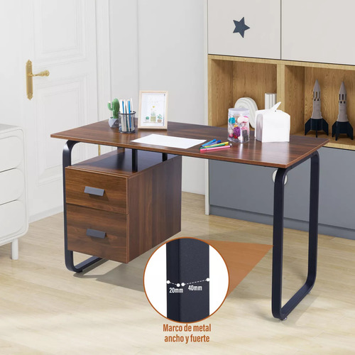 Mesa De Estudio De Oficina Minimalista Guogo Escritorio Con Dos Cajones Estudio Para Oficina En Casa