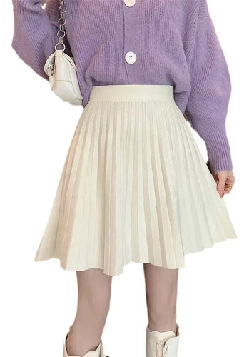 Falda Corta Plisada Con Cintura Elástica