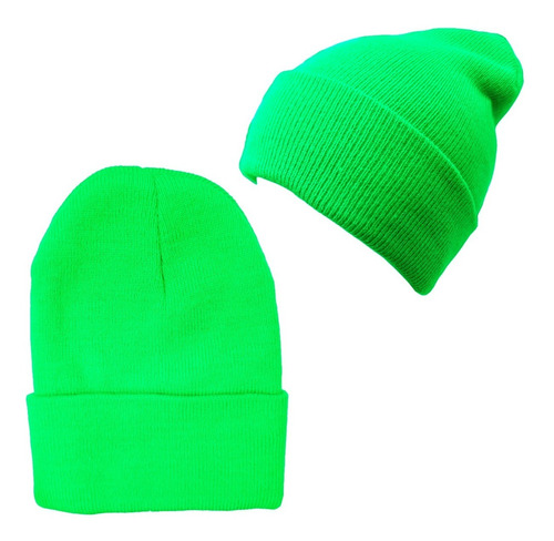 Gorro Beanie Lana / Doblez / Tonos Verde