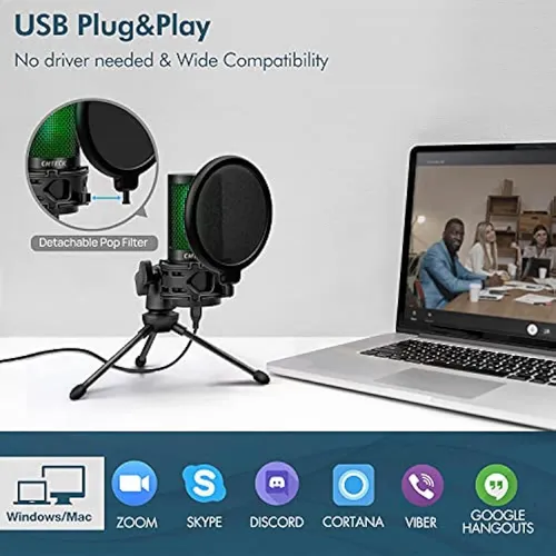 Cmteck Micrófono Usb, Micrófono De Podcast Con