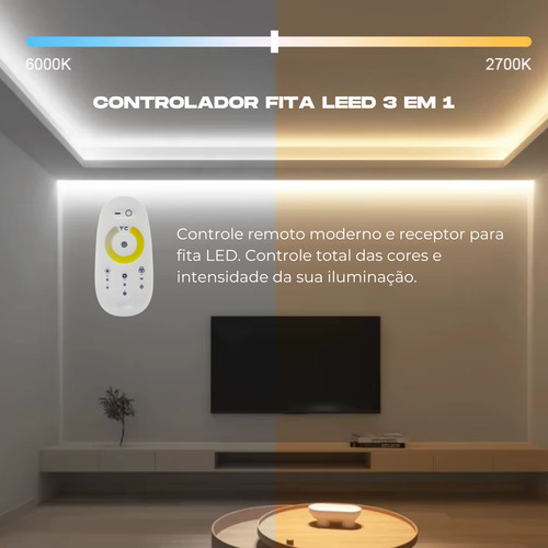 Fita Led Cob Cct 608 Led 28w/m + Controladora Dimmer