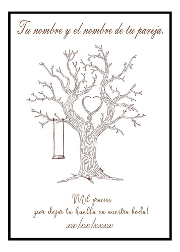 Árbol Para Huellas/firmas Para Boda No 2a Cuadro Decorativo.